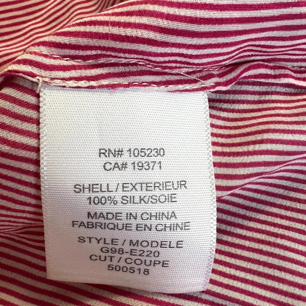 Equipment Femme White & Red Micro Stripe Sleeveless Button Down Blouse Large EUC - Picture 7 of 8